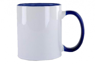 Бяла чаша със синя дръжка 11oz